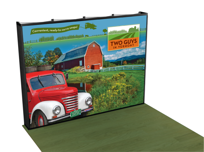  A bright trade-show background design we crafted for Two Guys Vermont. 